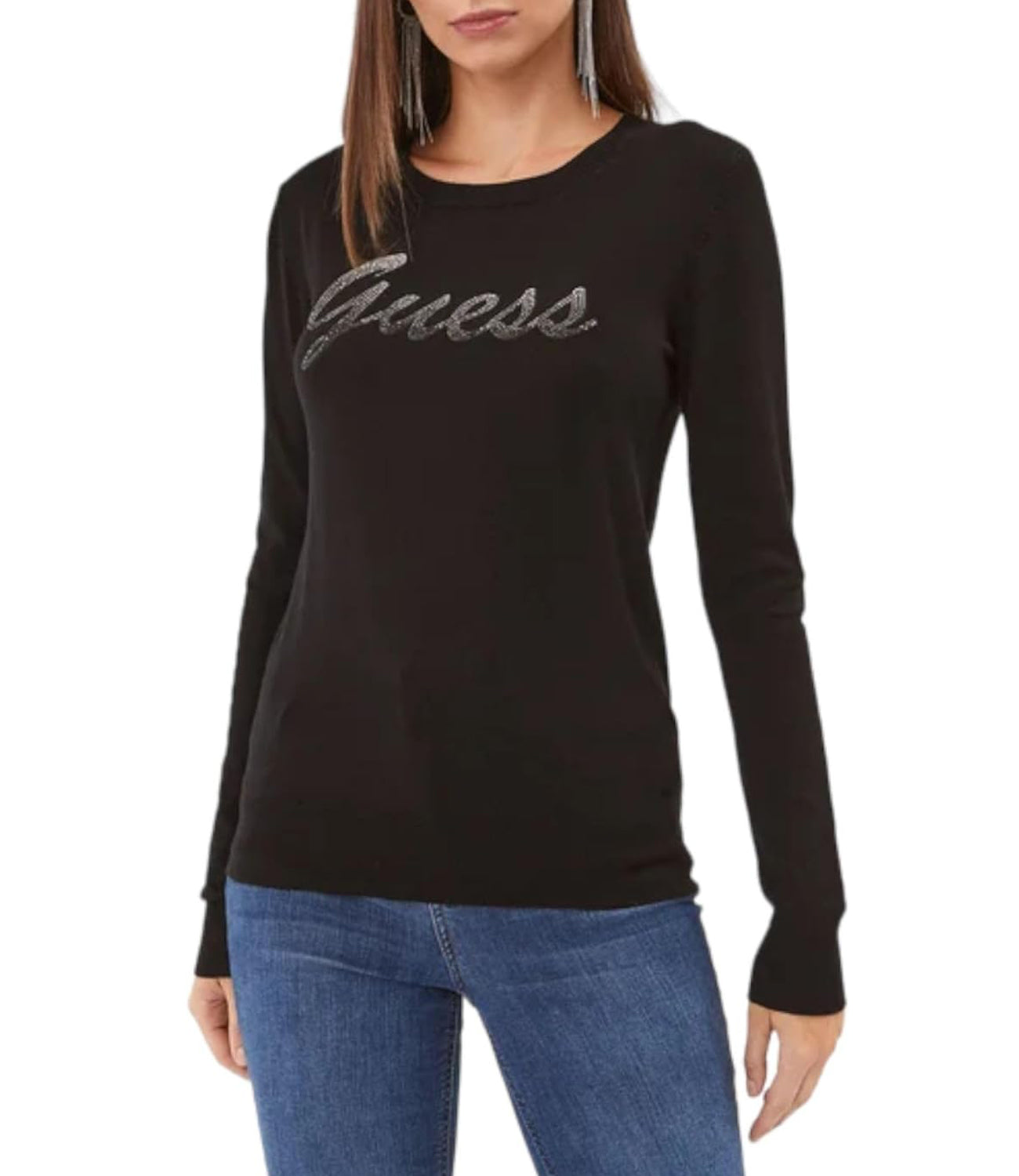 Guess Maglia Donna Mod. W3BR22 Z2NQ2 JBLK Black Nero