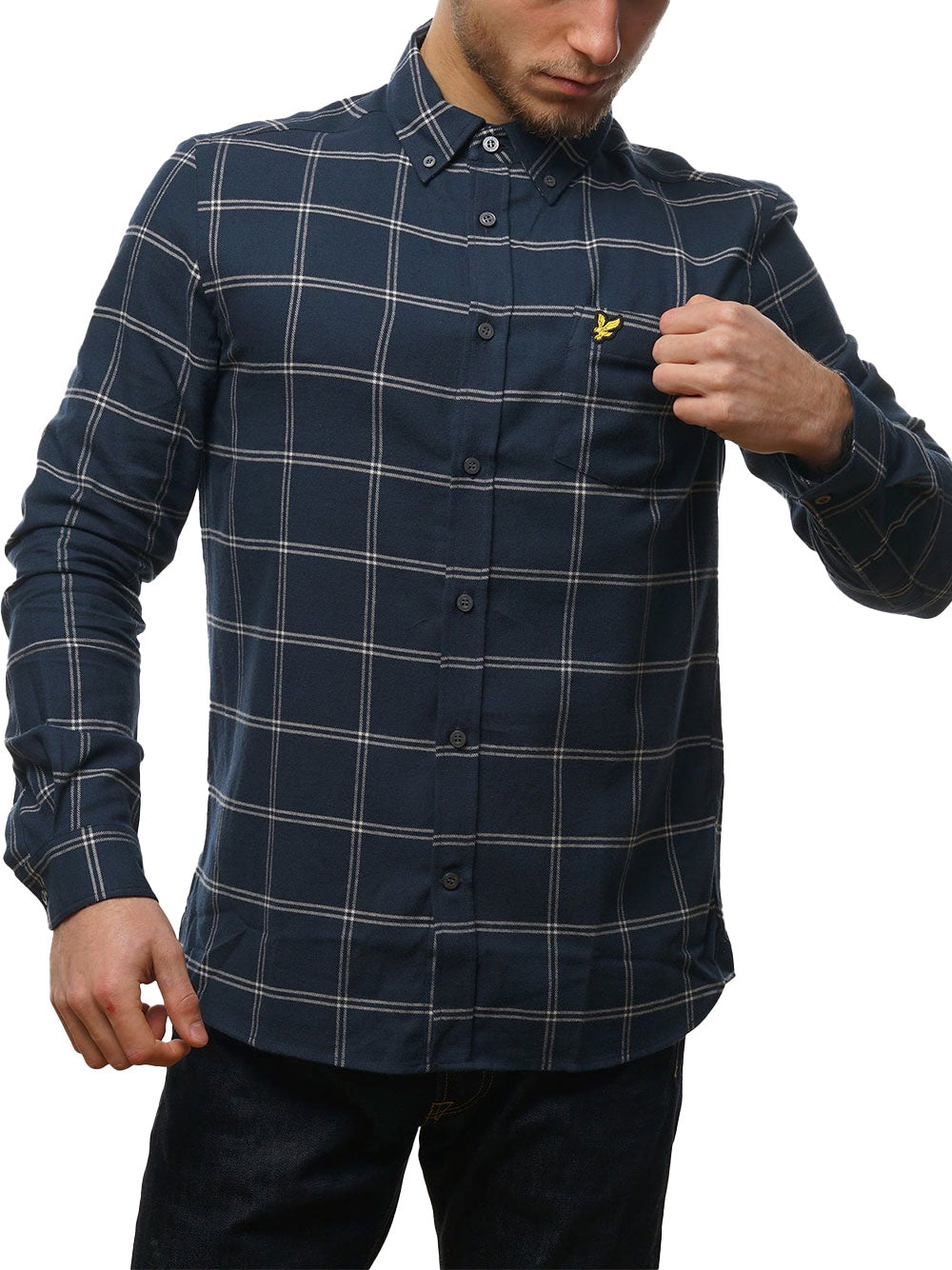 Lyle & Scott Camicia Lyle &amp; Scott Windowpane Shirt da Uomo - Blu