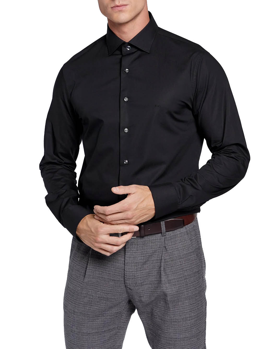 Camicia Classica Michael Kors Parma Slim Fit da Uomo - Nero