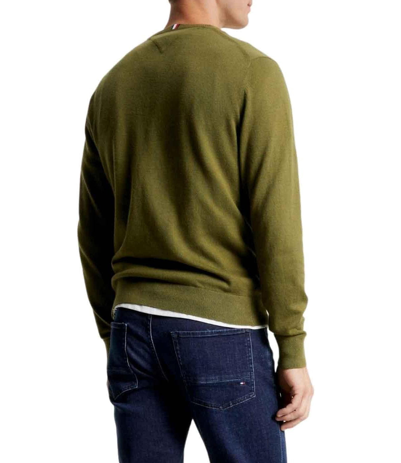 Tommy Hilfiger Maglione Girocollo Uomo Mod. MW0MW28046 COT-CASH MS2 Verde