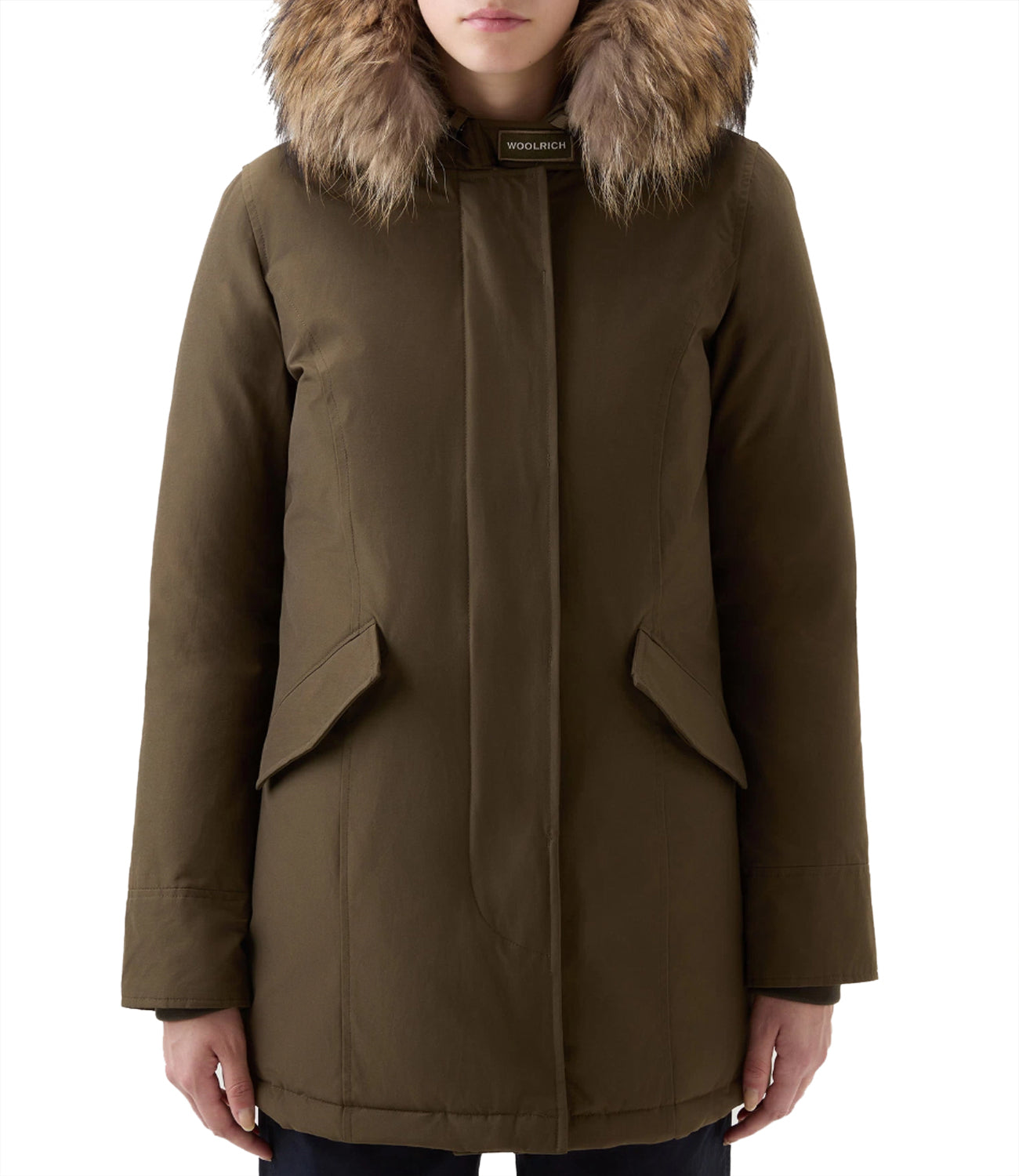 Woolrich Giubbotto lungo Donna Mod. CFWWOU0538 ARCTIC RACOON PARKA DAG Militare Verde