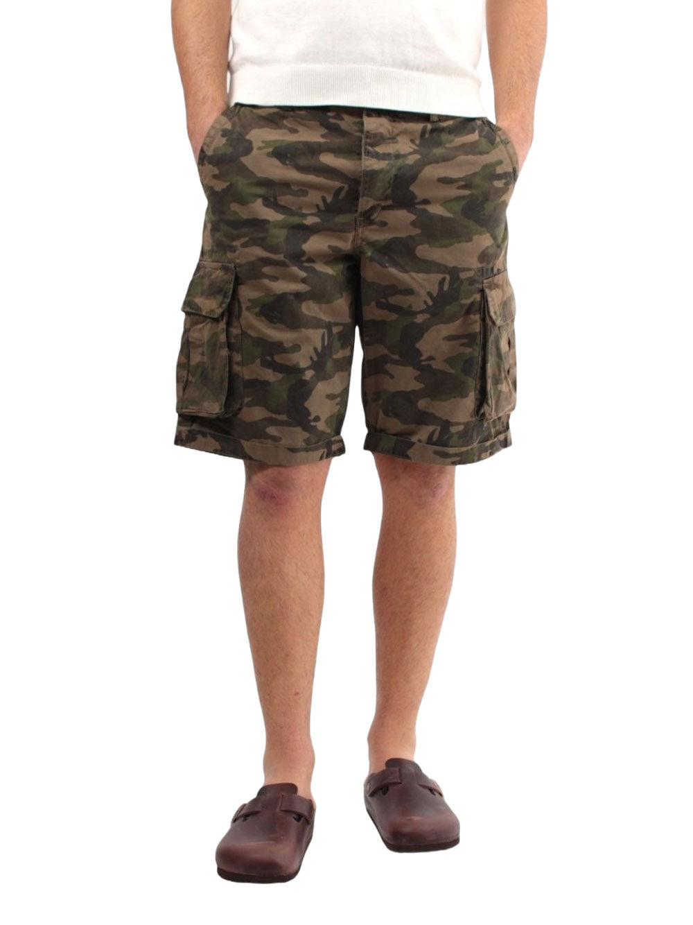 Bermuda Casual 40Weft Nick Cargo da Uomo - Camouflage Verde