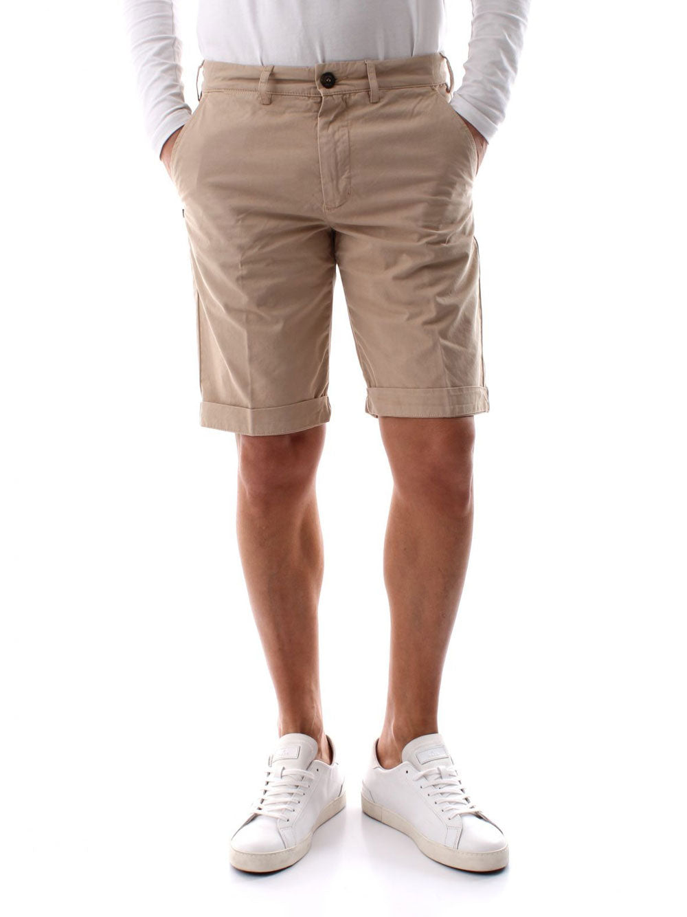 Bermuda Casual 40Weft Sergente Chino da Uomo - Beige