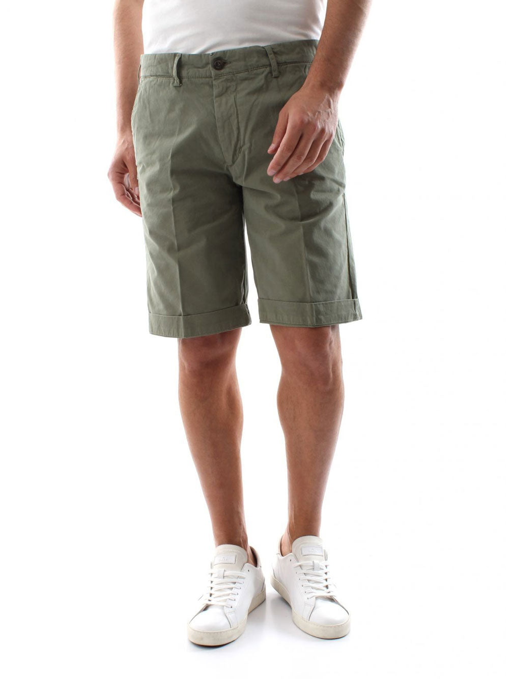 Bermuda Casual 40Weft Sergente Chino da Uomo - Verde