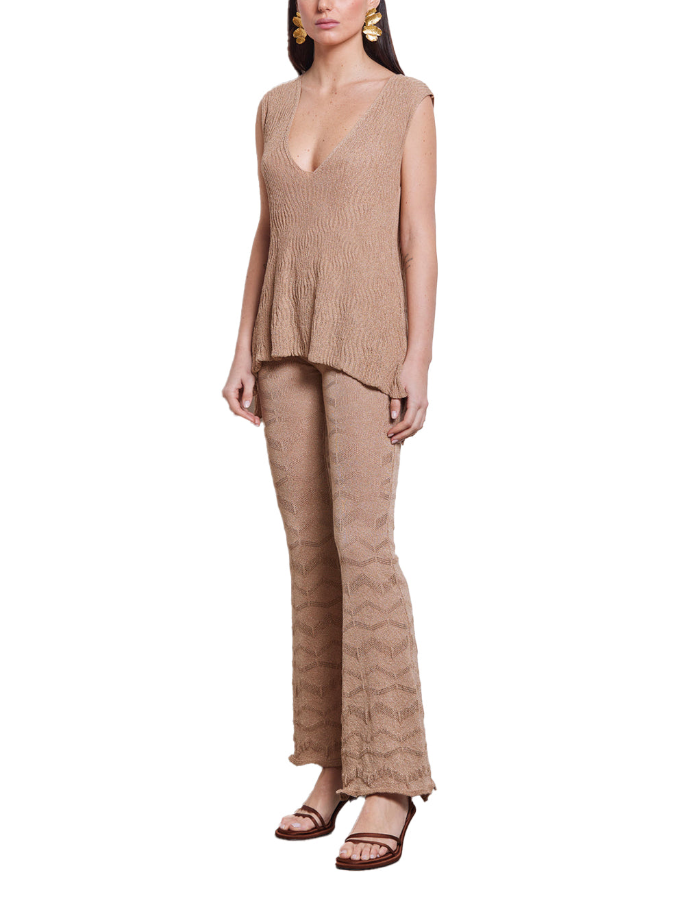 Pantalone Zampa Akep Lurex da Donna - Beige