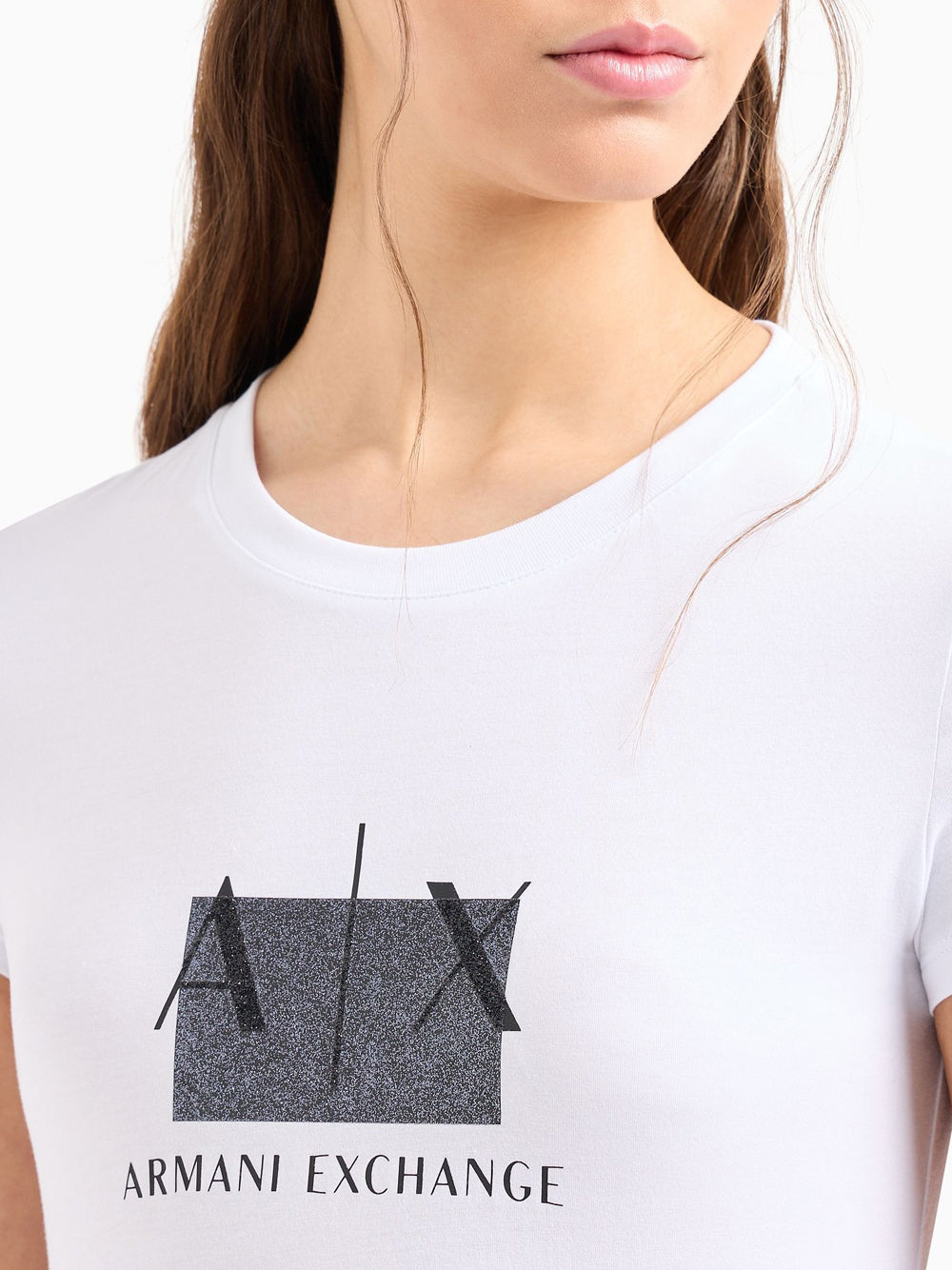 T-shirt Armani Exchange Slim Fit da Donna - Bianco