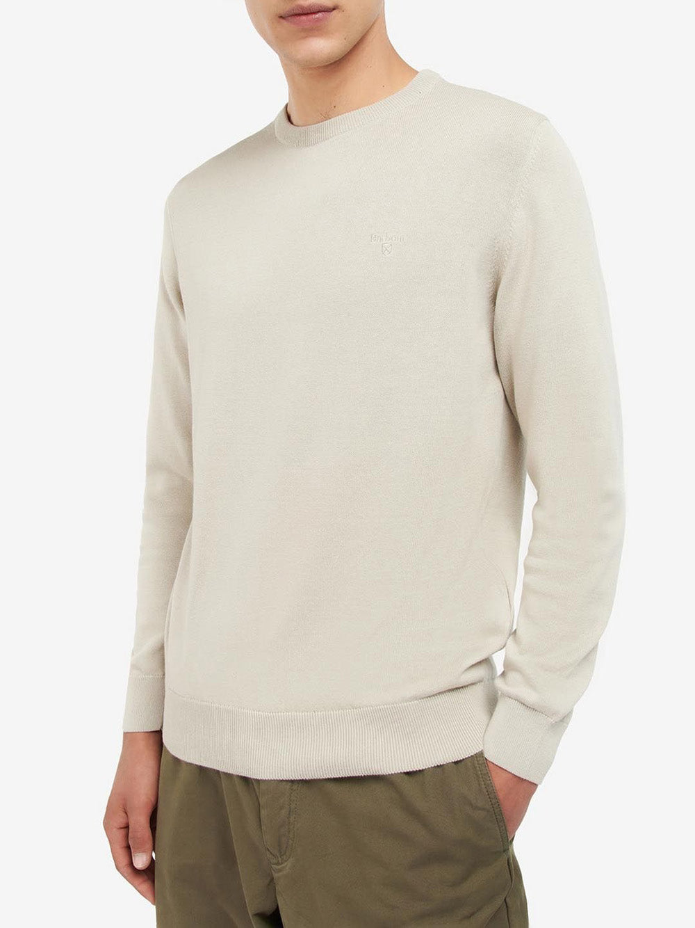 Pullover Barbour Pima Cotton Crew da Uomo - Avorio