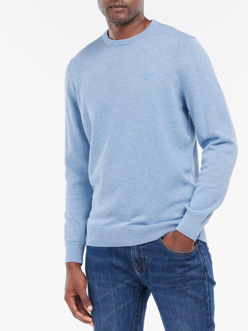 Pullover Barbour Pima Cotton Crew da Uomo - Celeste