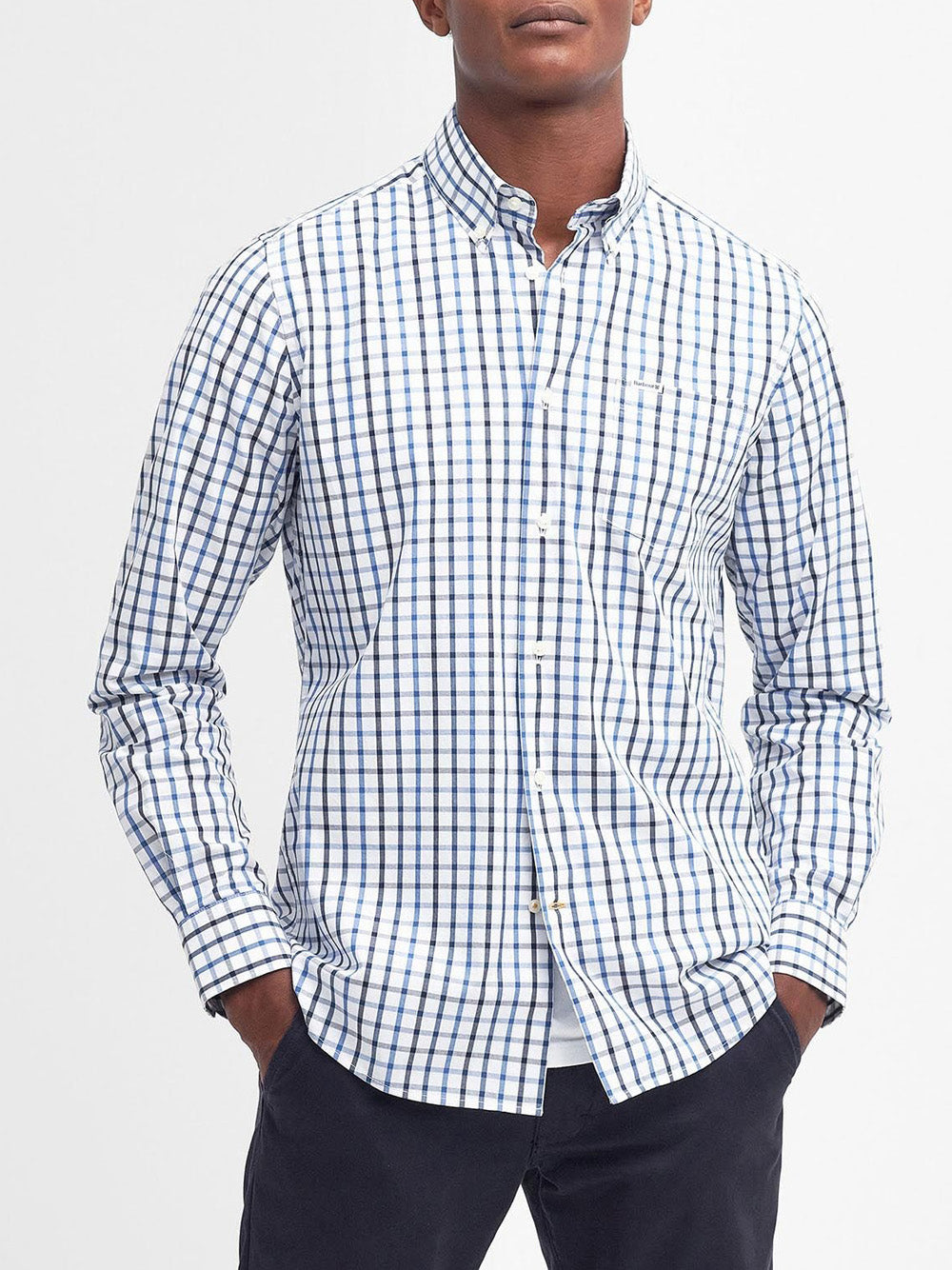 Camicia Casual Barbour Eldon Tailored da Uomo - Bianco Blu