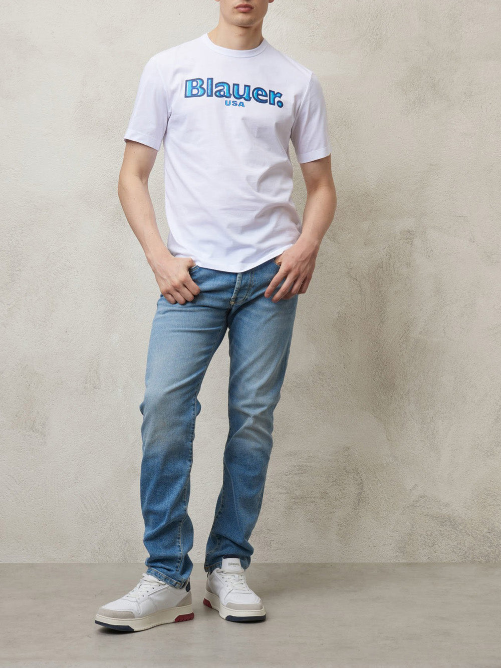 T-shirt Blauer da Uomo - Bianco