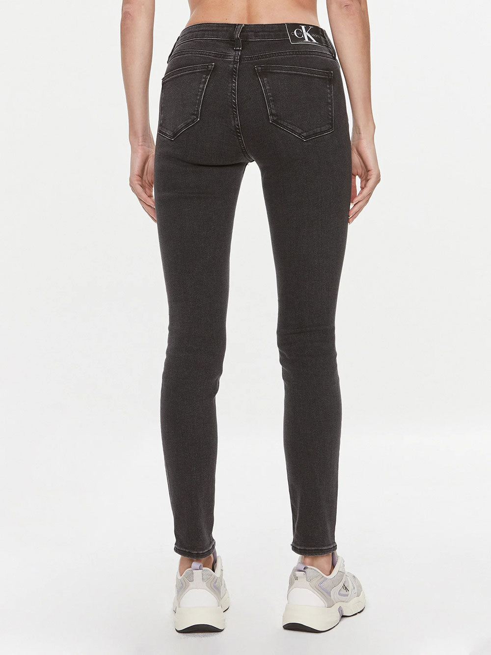 Jeans Skinny Calvin Klein Mid Rise da Donna - Nero