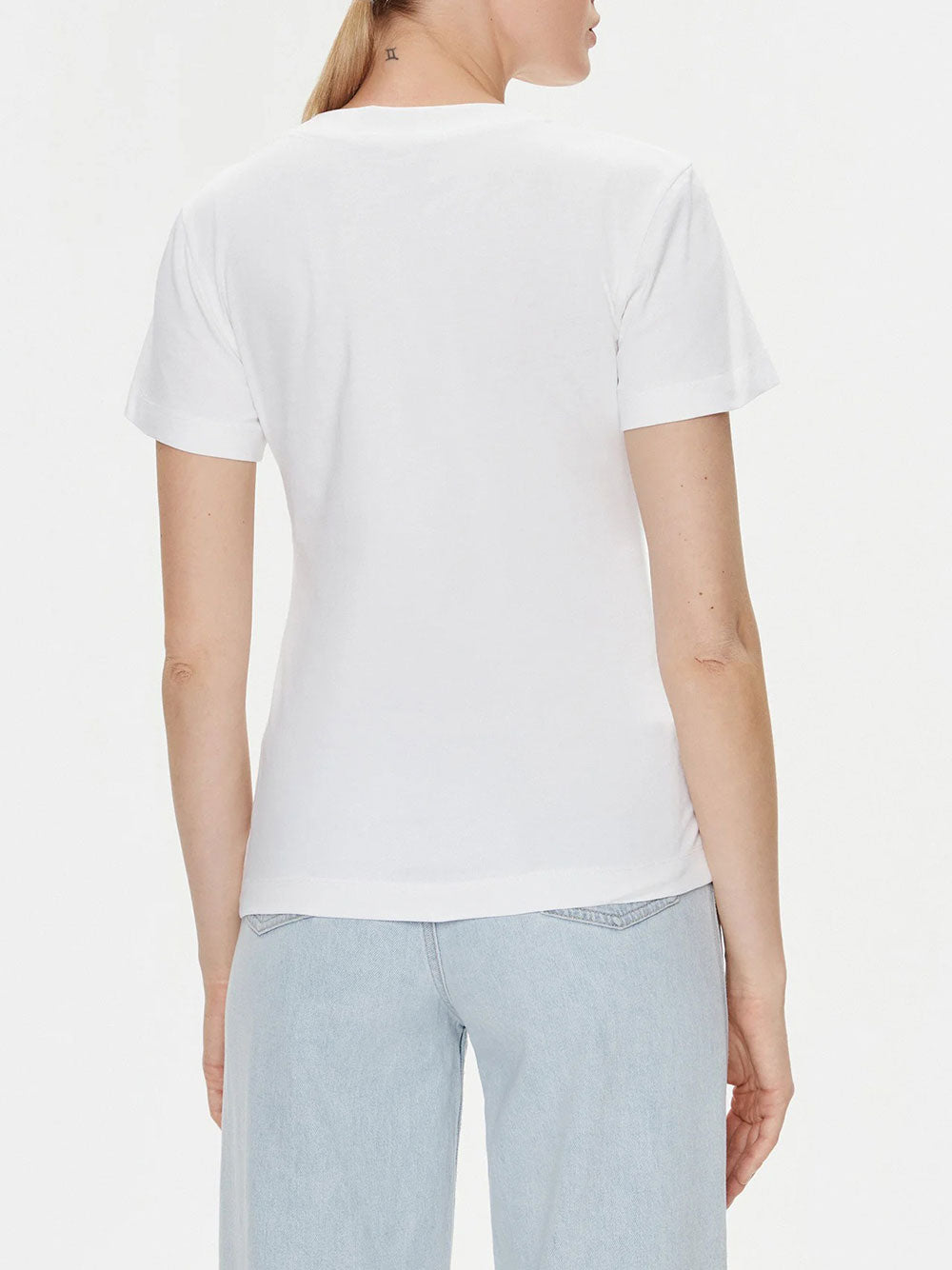 T-shirt Calvin Klein Monologo Slim da Donna - Bianco