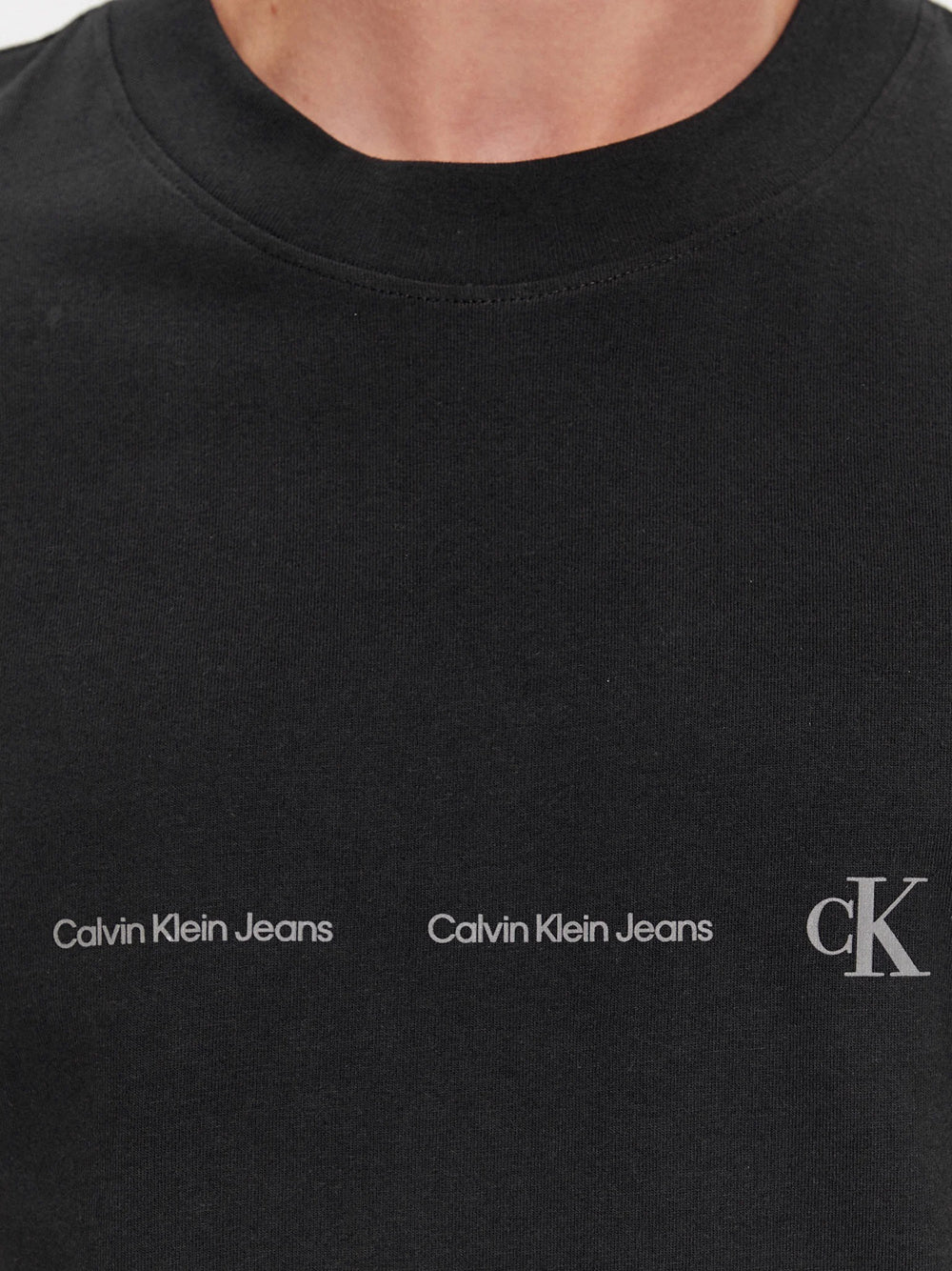 T-shirt Calvin Klein Logo Repeat da Uomo - Nero