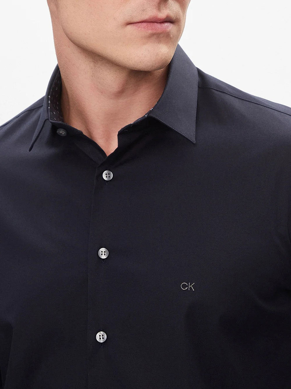 Camicia Classica Calvin Klein Poplin Contrast da Uomo - Blu