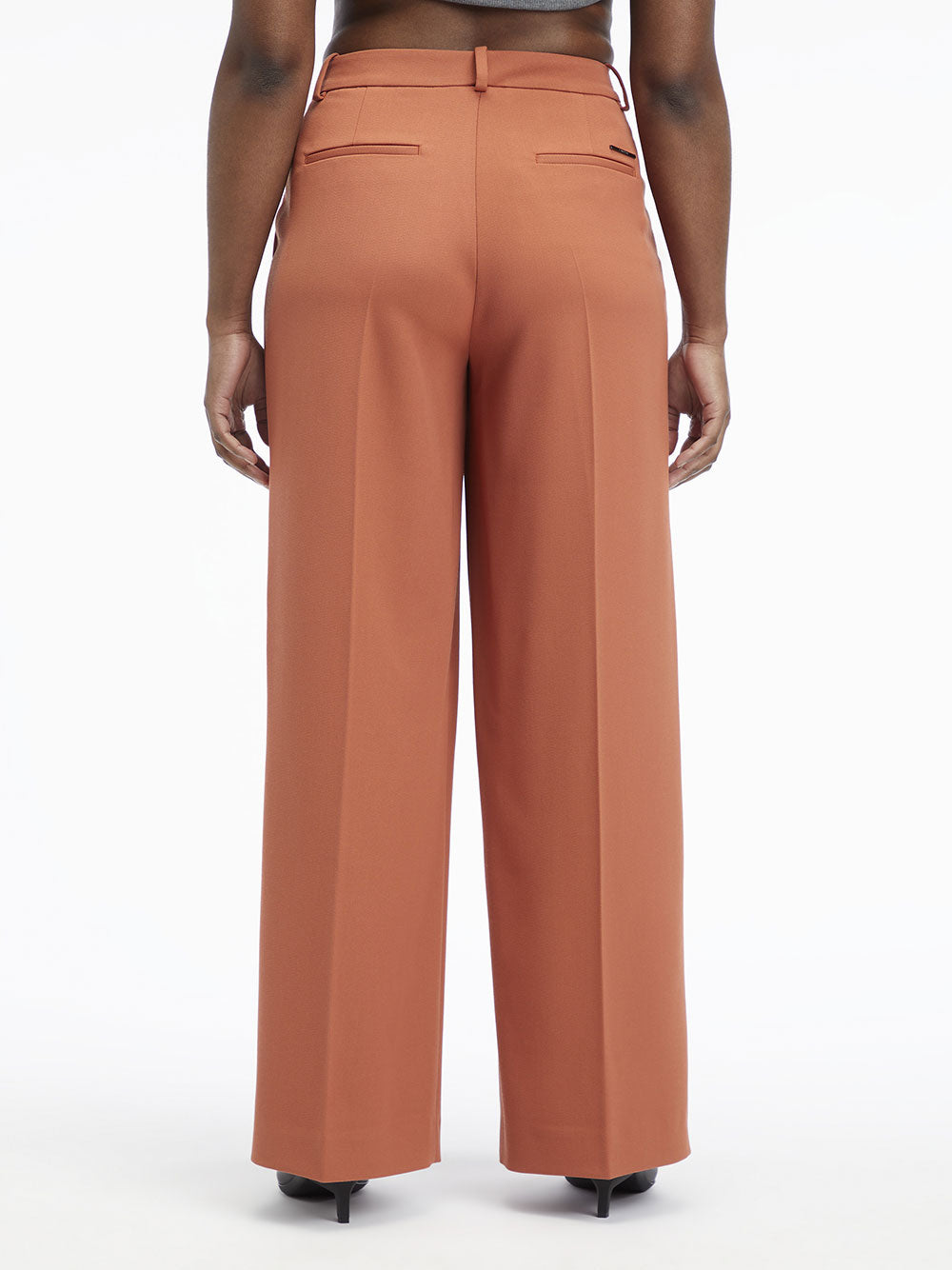 Pantalone Straight Calvin Klein Wool Blend da Donna - Marrone