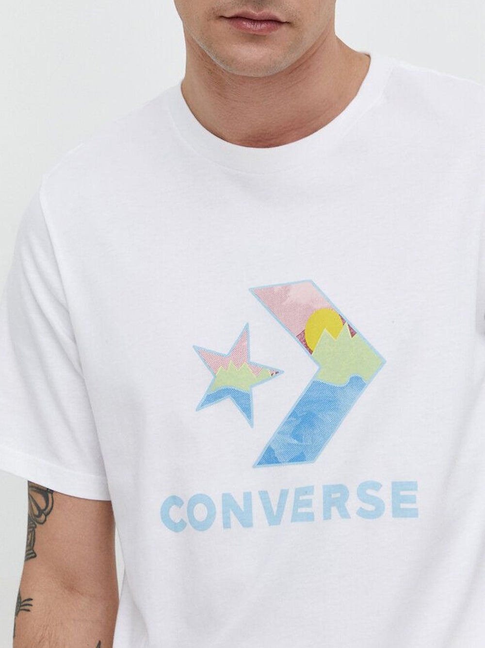 T-shirt Converse Star Chev Fill Landscape da Uomo - Bianco