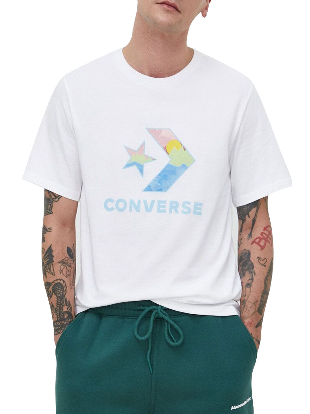 T-shirt Converse Star Chev Fill Landscape da Uomo - Bianco