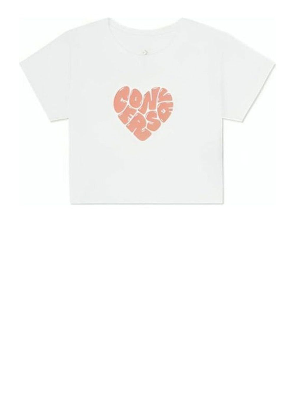 T-shirt Converse Cropped Colorful Heart da Donna - Bianco