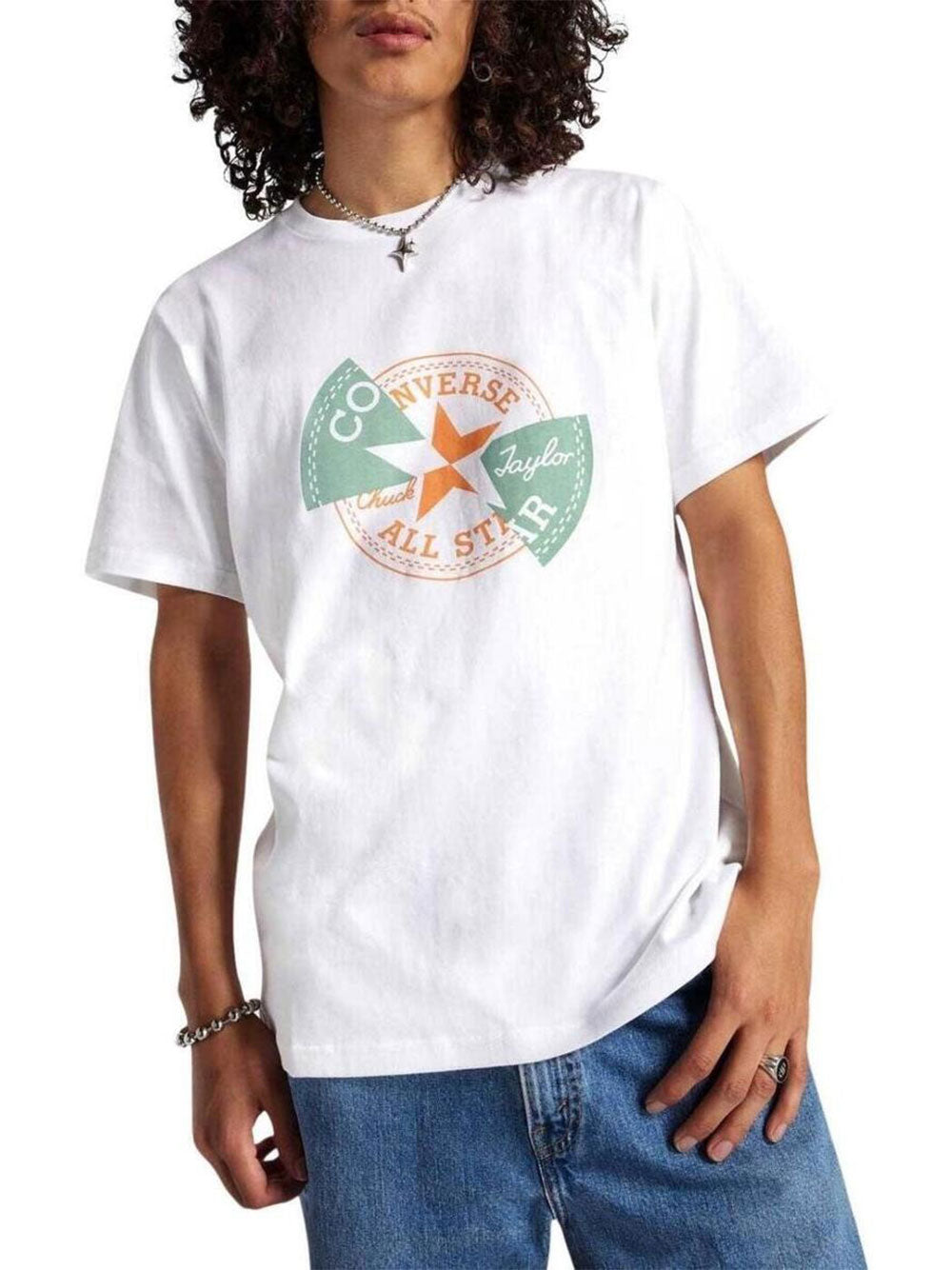 T-shirt Converse Chuck Patch Distort da Uomo - Bianco