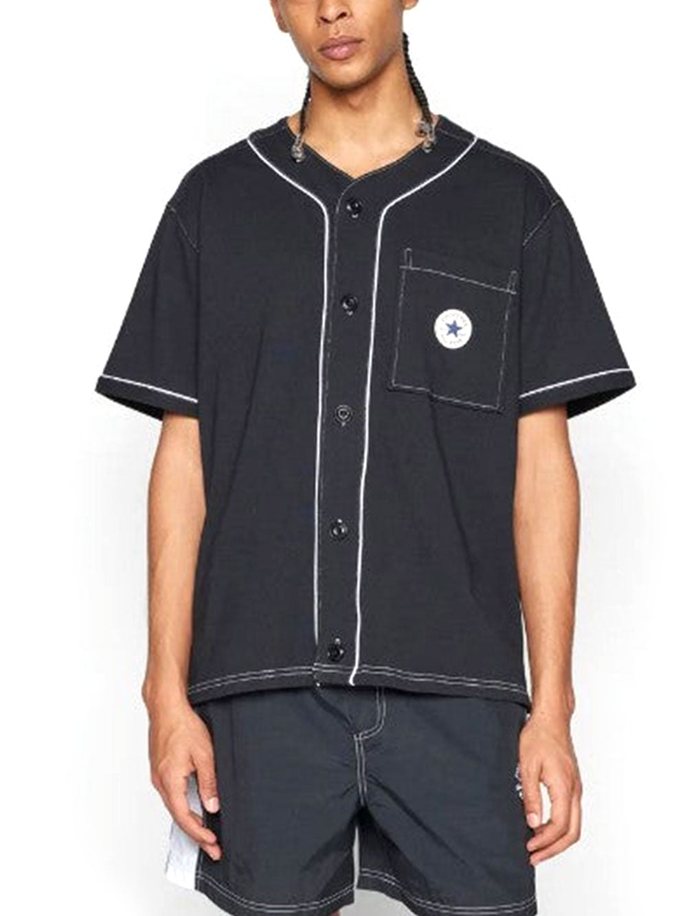 Camicia Casual Converse Retro Chuck Baseball da Uomo - Nero