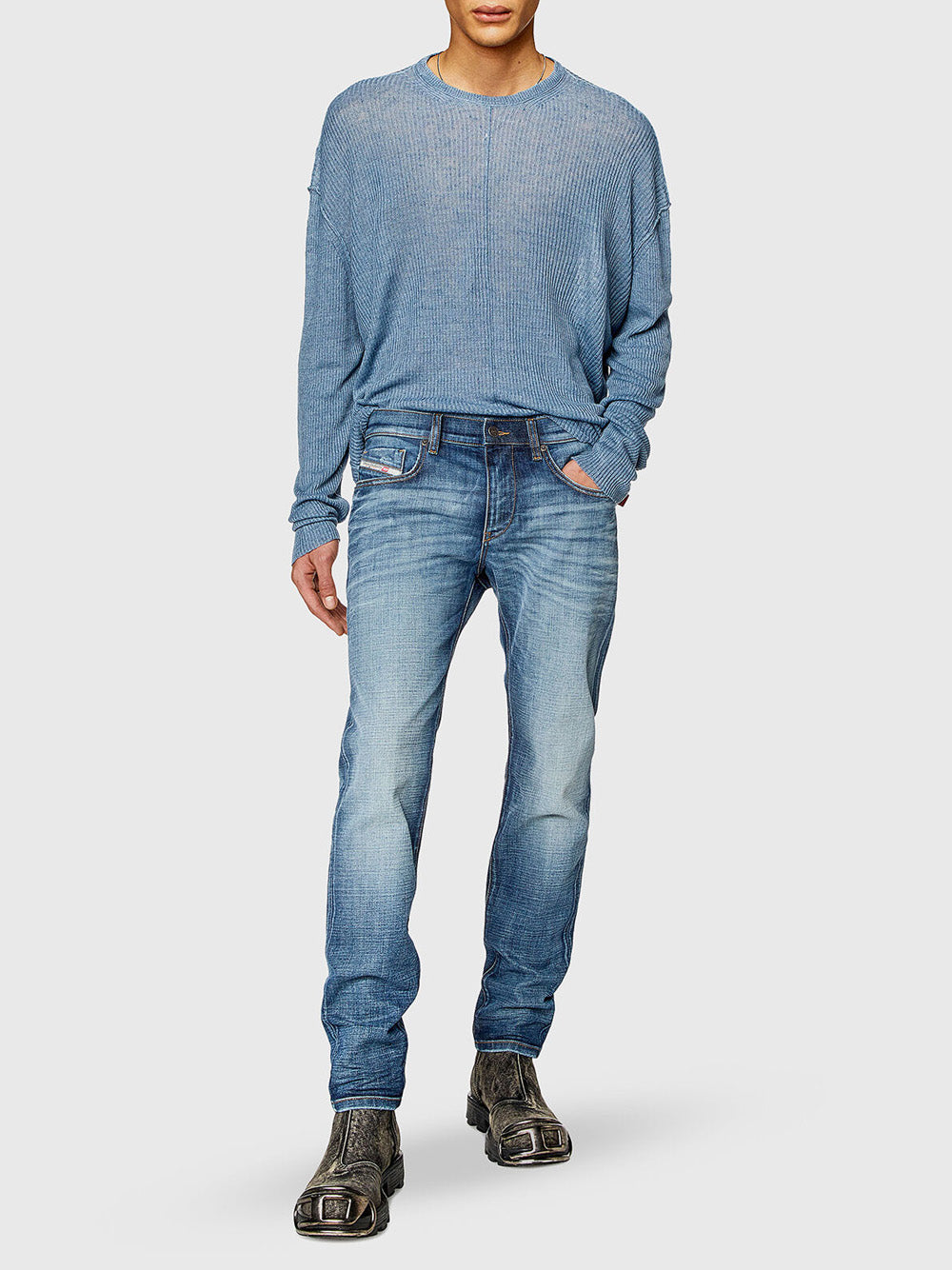 Jeans Slim Diesel D-Strukt da Uomo - Denim