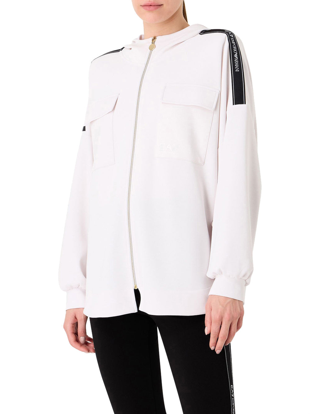 Felpa Zip Ea7 da Donna - Bianco