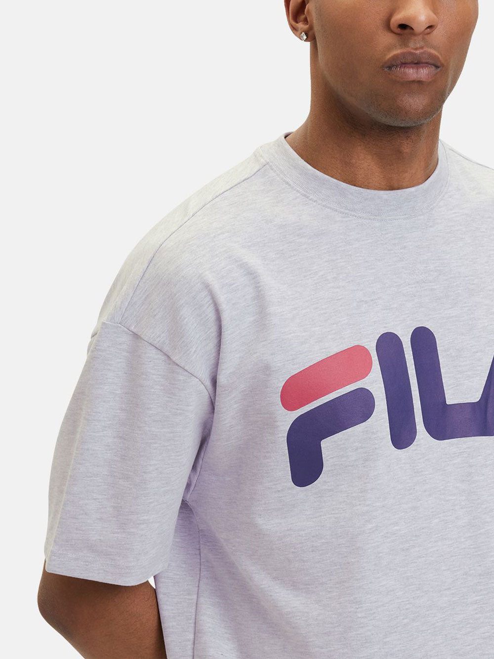 T-shirt Fila Lowell Oversized Logo da Uomo - Grigio