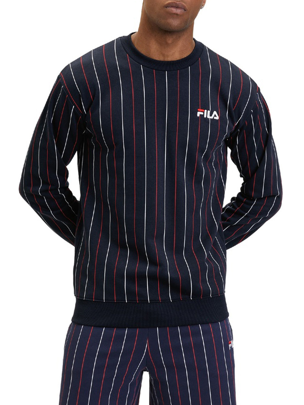 Felpa Fila Lobito Pinstriped da Uomo - Blu