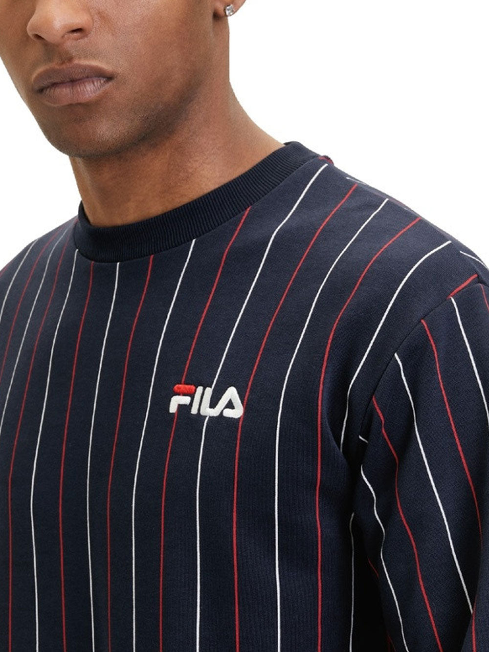 Felpa Fila Lobito Pinstriped da Uomo - Blu