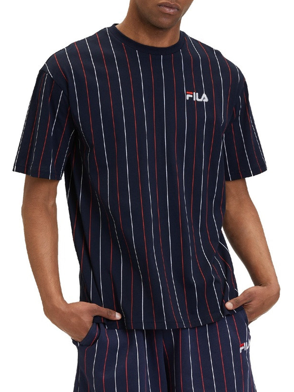 T-shirt Fila Lobito Pinstriped da Uomo - Blu