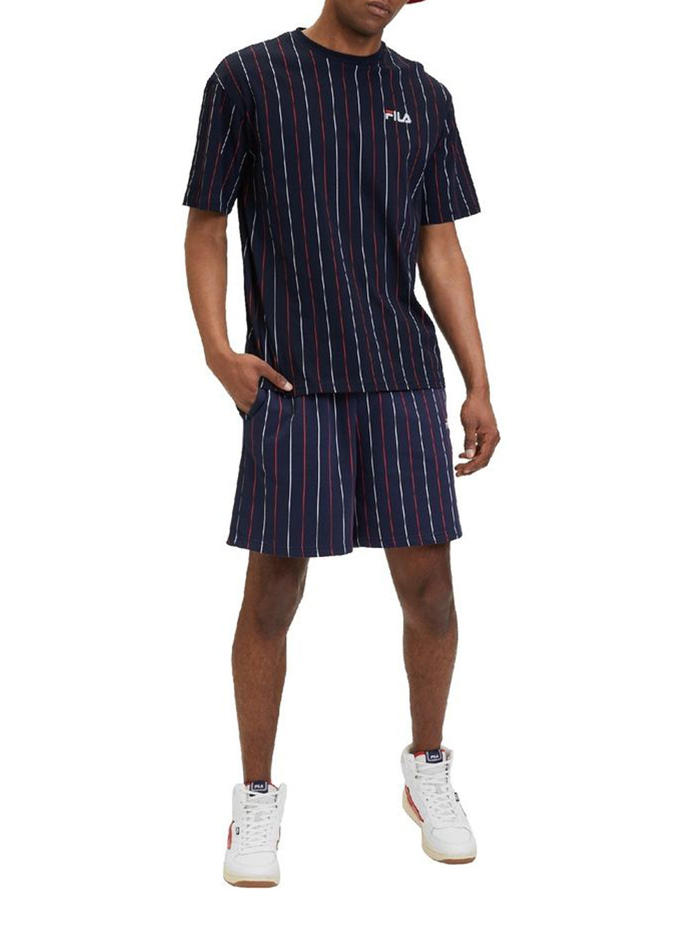 T-shirt Fila Lobito Pinstriped da Uomo - Blu