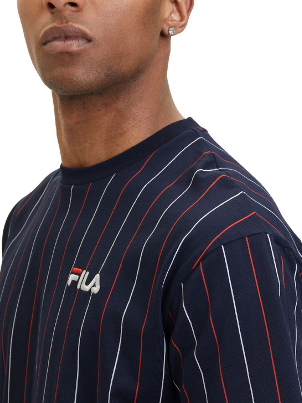 T-shirt Fila Lobito Pinstriped da Uomo - Blu