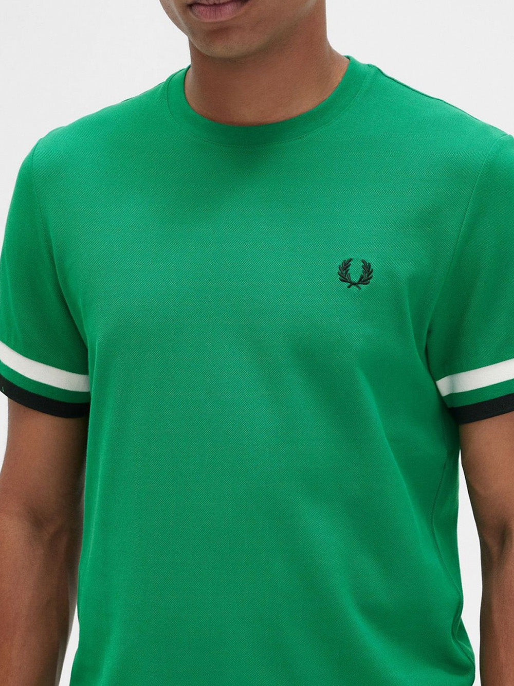 T-shirt Fred Perry Bold Tipped Pique da Uomo - Verde