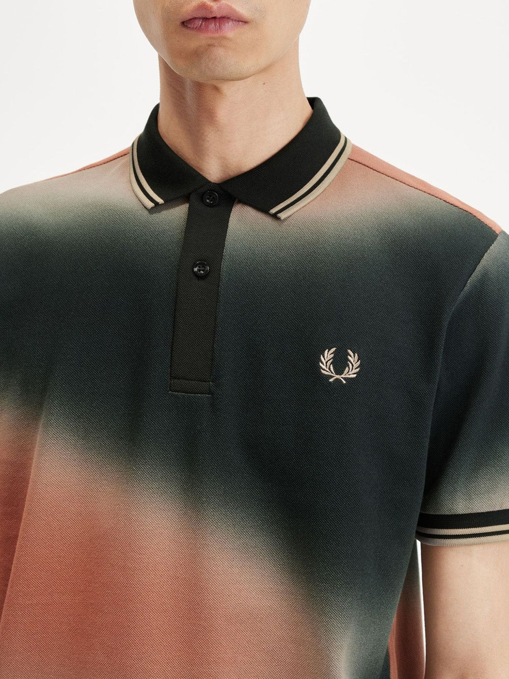 Polo Fred Perry Thermal Print da Uomo - Verde