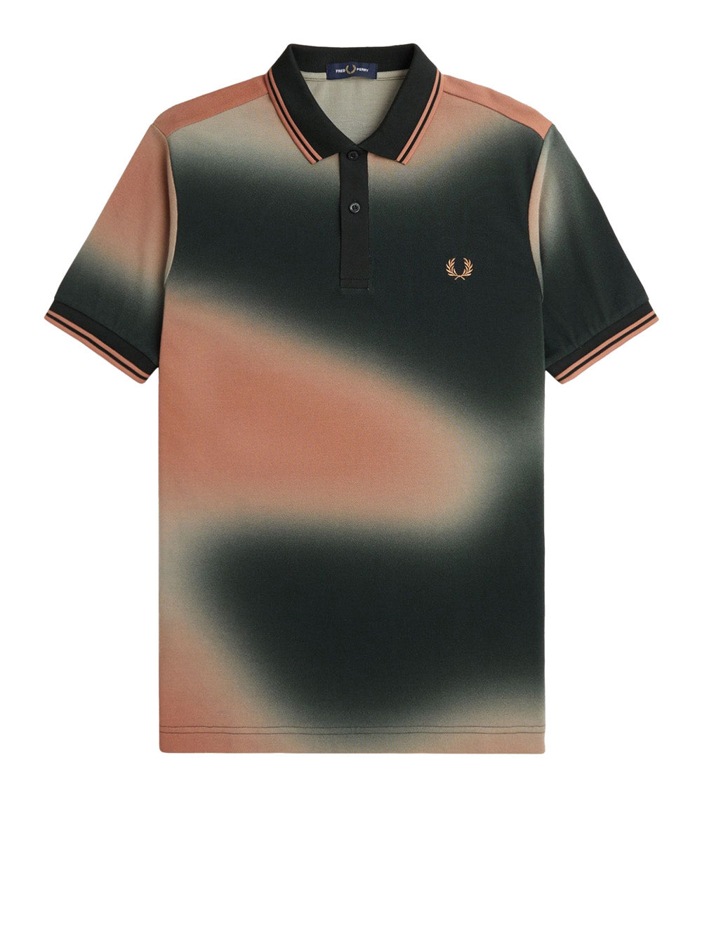 Polo Fred Perry Thermal Print da Uomo - Verde