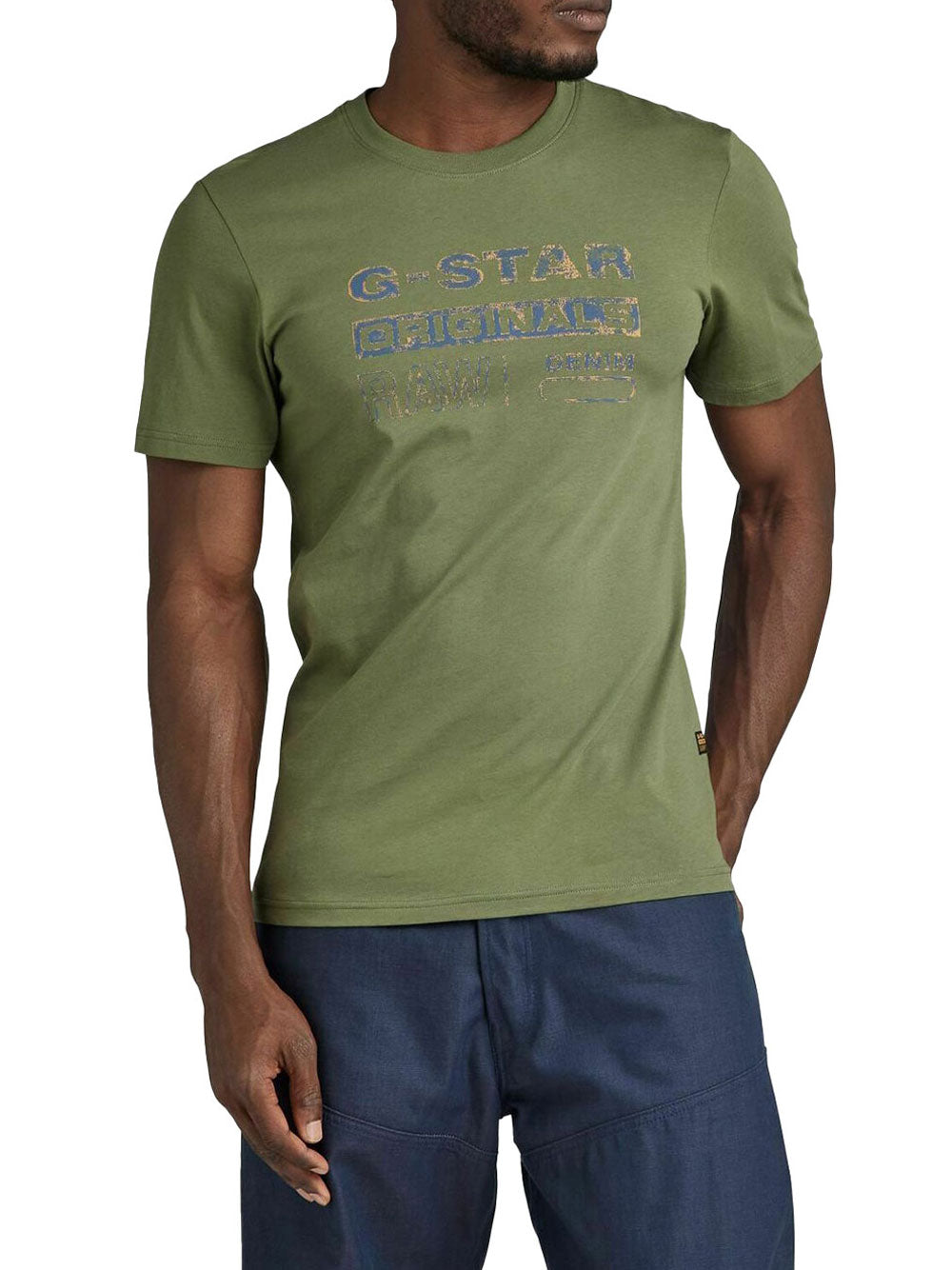 T-shirt G-star Distressed Originals Slim da Uomo - Verde