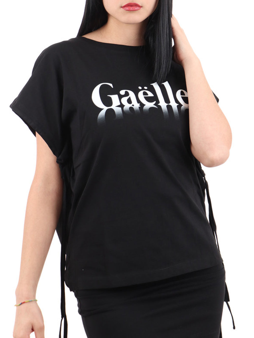 Gaëlle Paris T-shirt Gaelle Logo Coulisse da Donna - Nero