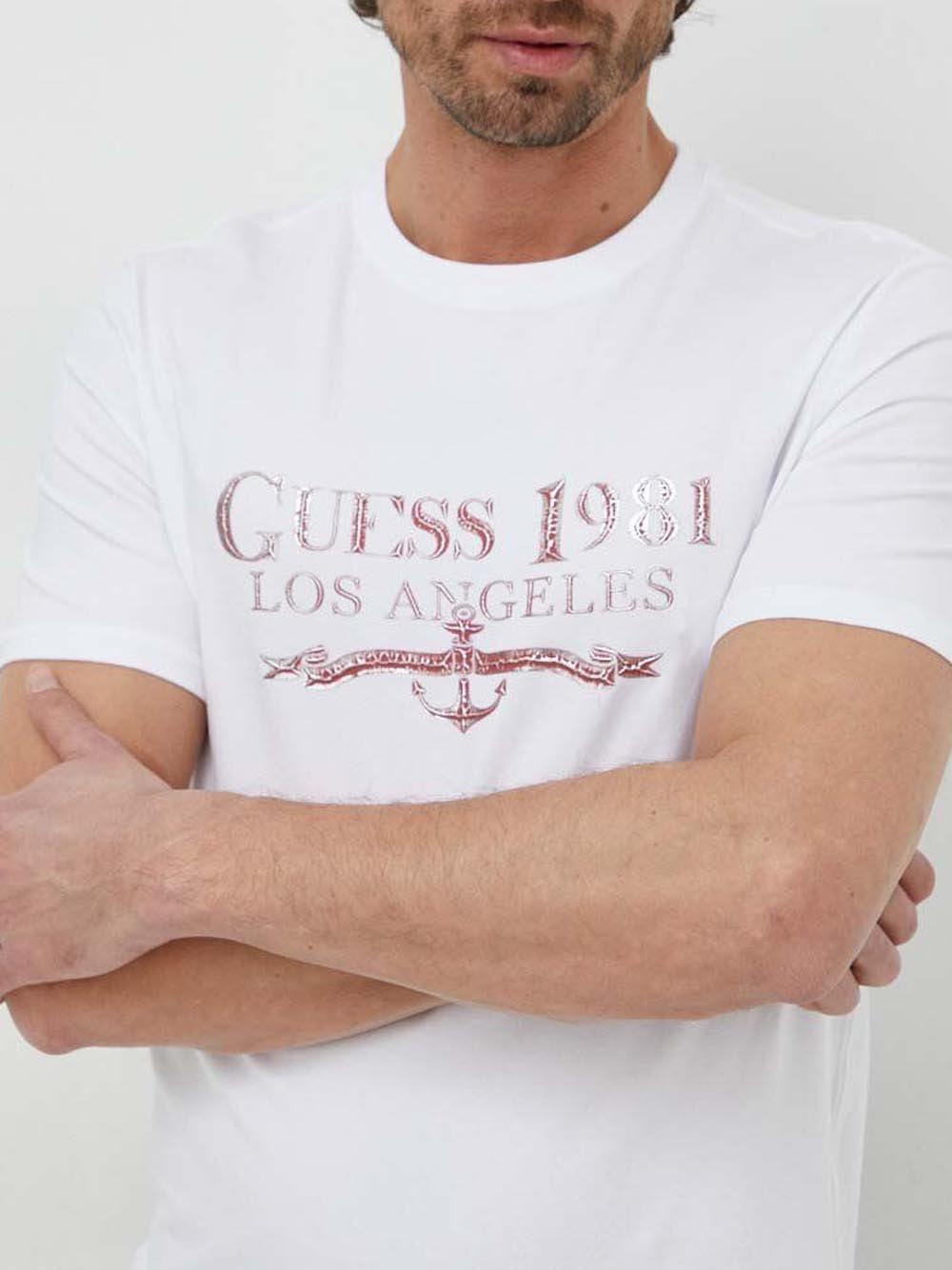 T-shirt Guess 1981 da Uomo - Bianco