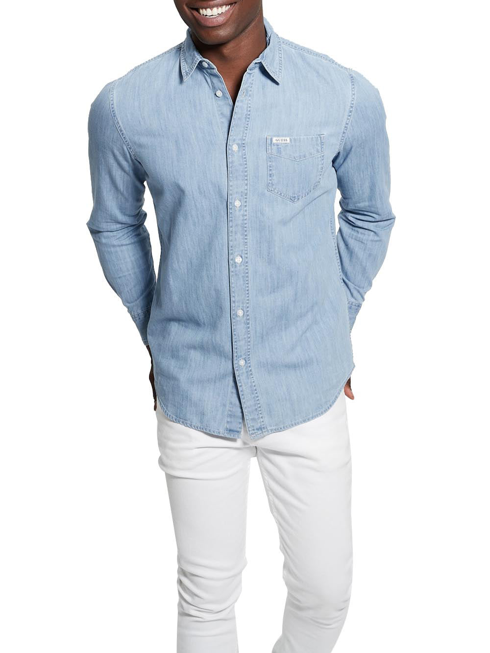 Camicia Casual Guess Ronnie da Uomo - Celeste