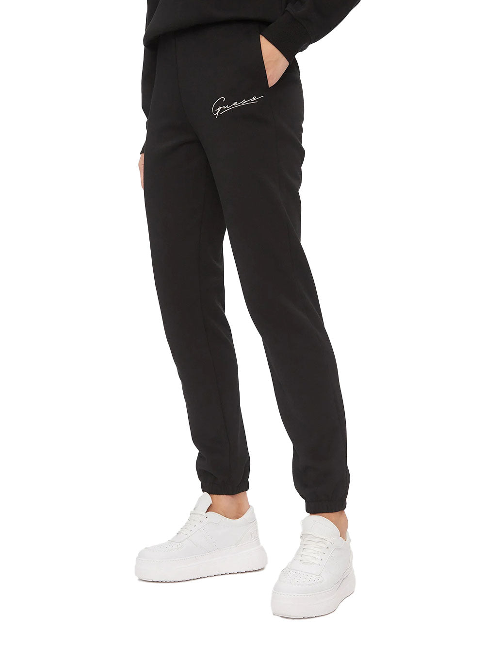 Pantalone Tuta Guess Allycia Cuff Long da Donna - Nero