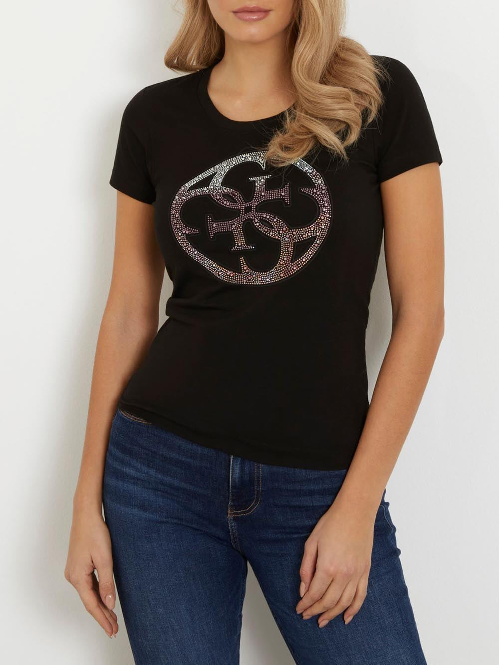 T-shirt Guess 4G Logo da Donna - Nero