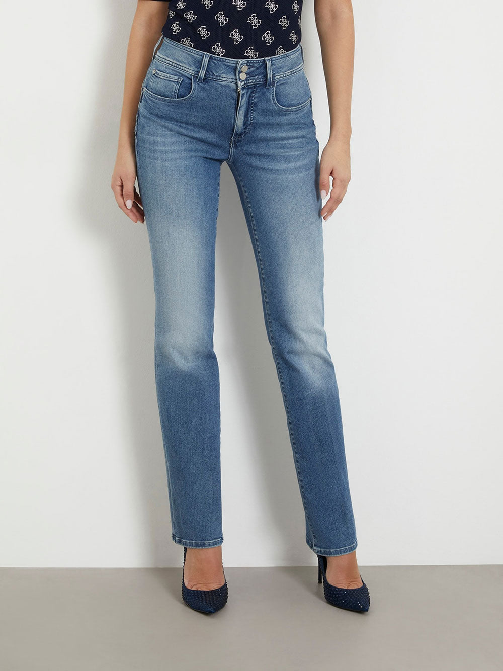 Jeans a Zampa Guess Shape Up Straight da Donna - Denim