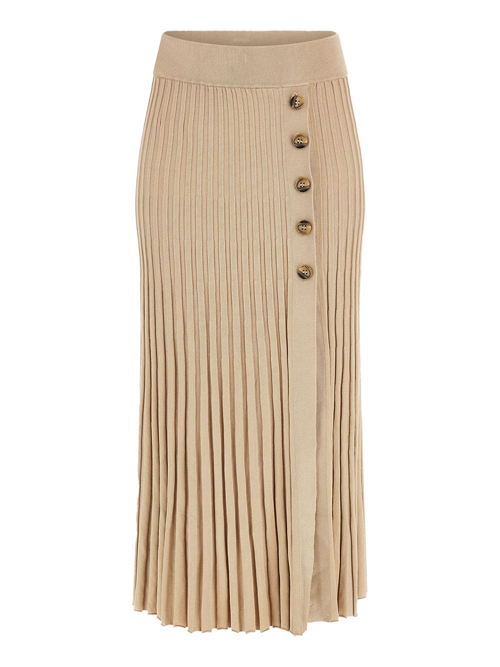 Gonna Longuette Guess Shopie Pleated da Donna - Beige