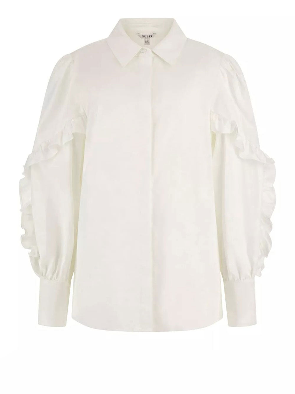 Blusa Guess Sophia Ruffle da Donna - Bianco