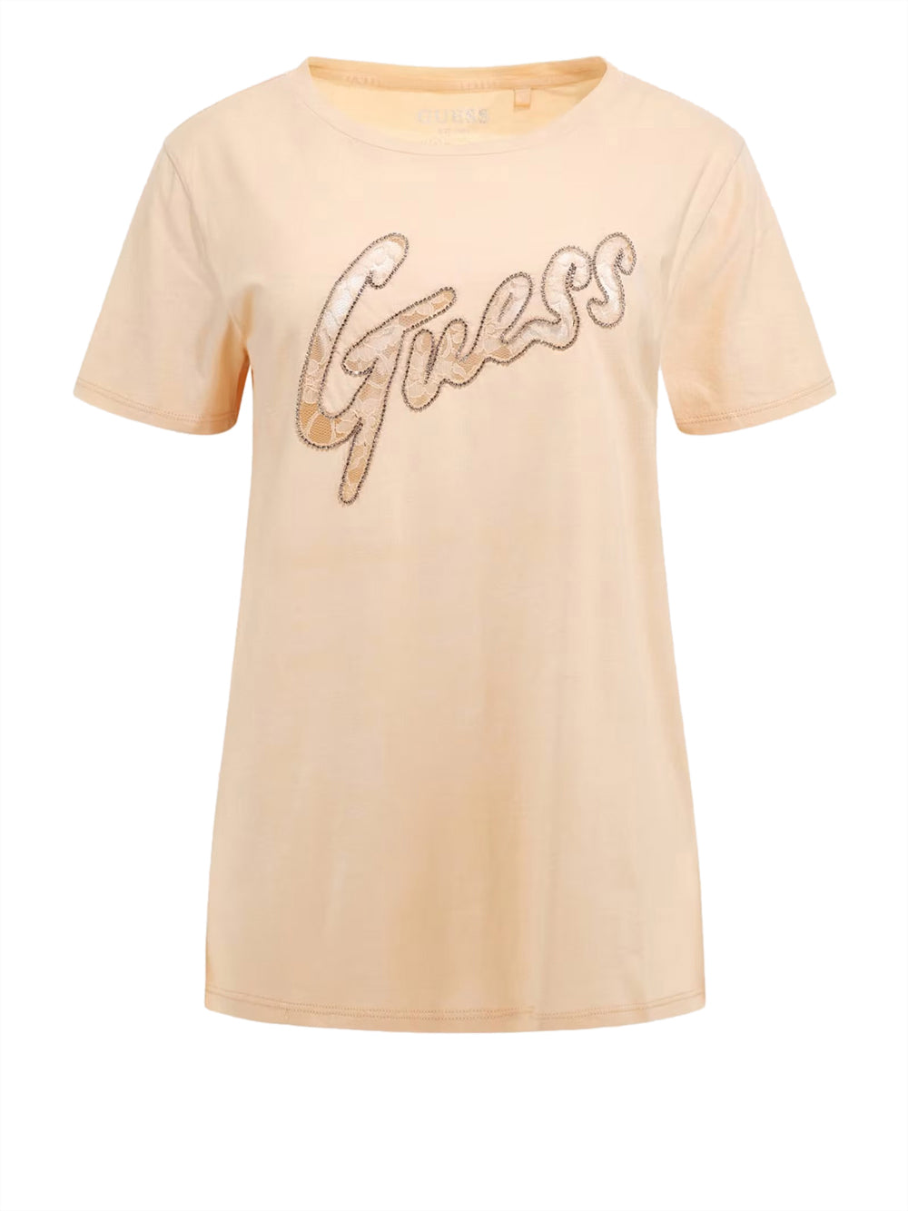 T-shirt Guess Lace Logo da Donna - Rosa