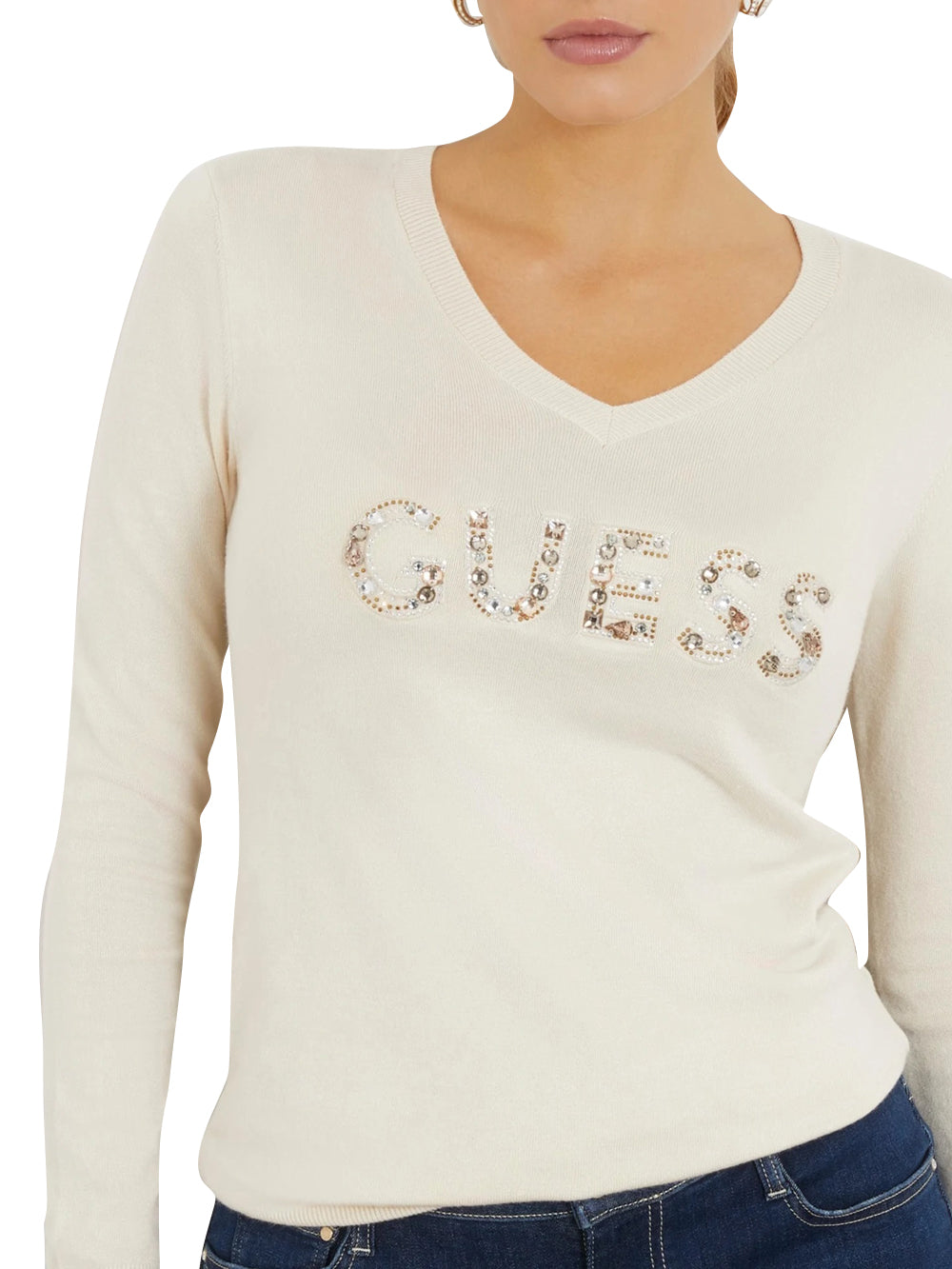 Guess Maglia Donna Mod. W4RR37 Z2NQ2 G012 Panna Avorio