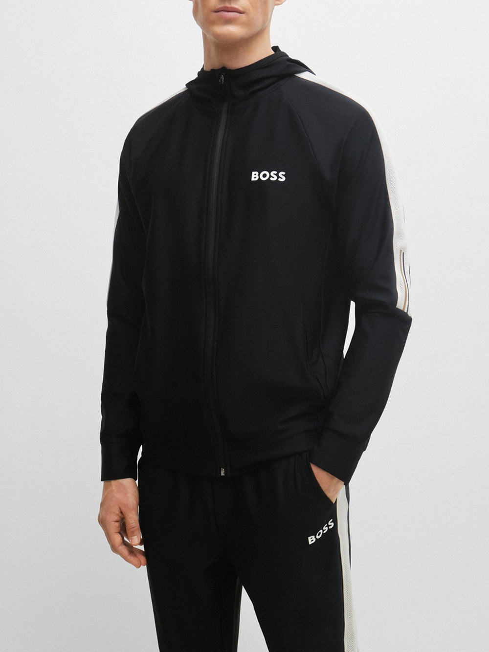 Felpa Zip Hugo Boss da Uomo - Nero