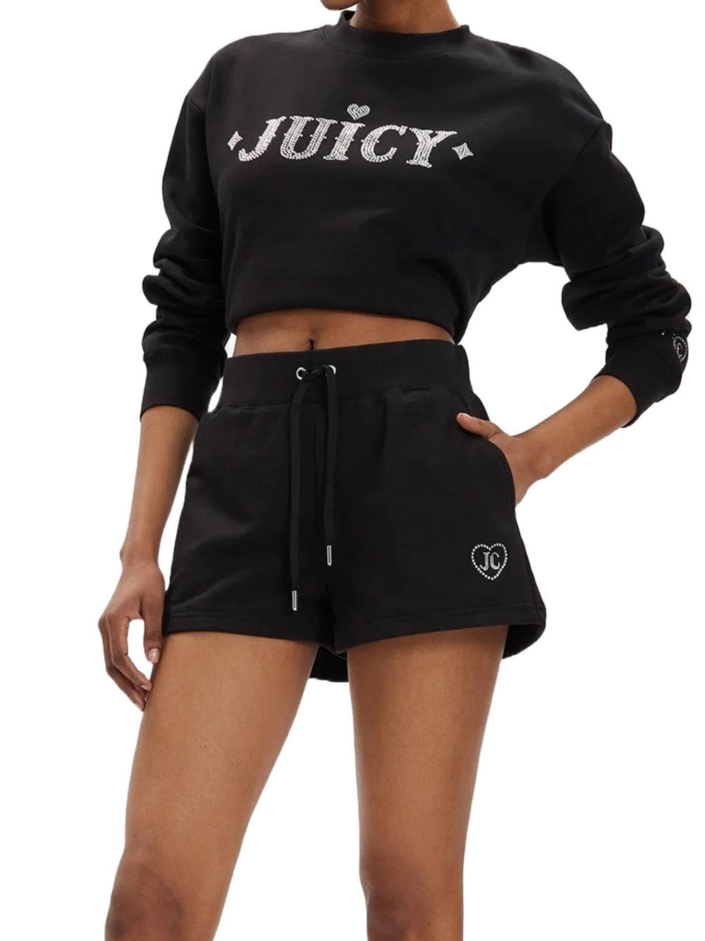 Felpa Juicy Couture Cristabelle Rodeo Crop da Donna - Nero