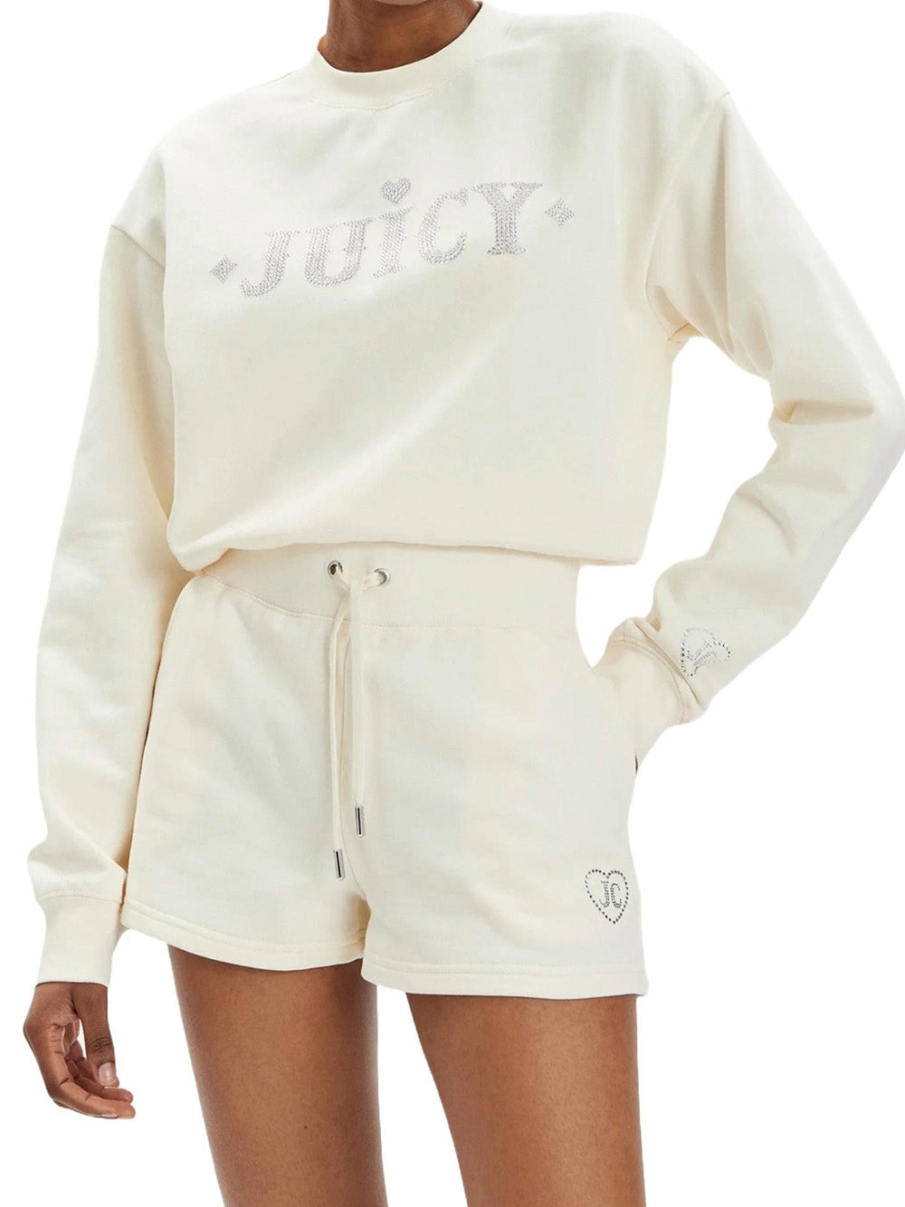 Felpa Juicy Couture Cristabelle Rodeo Crop da Donna - Bianco