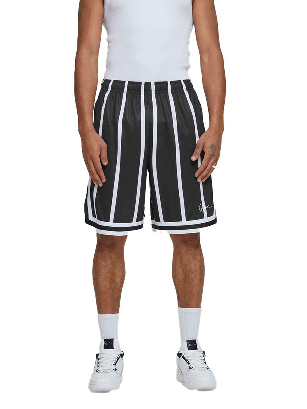 Shorts Sportivi Karl Kani Striped Mesh da Uomo - Nero